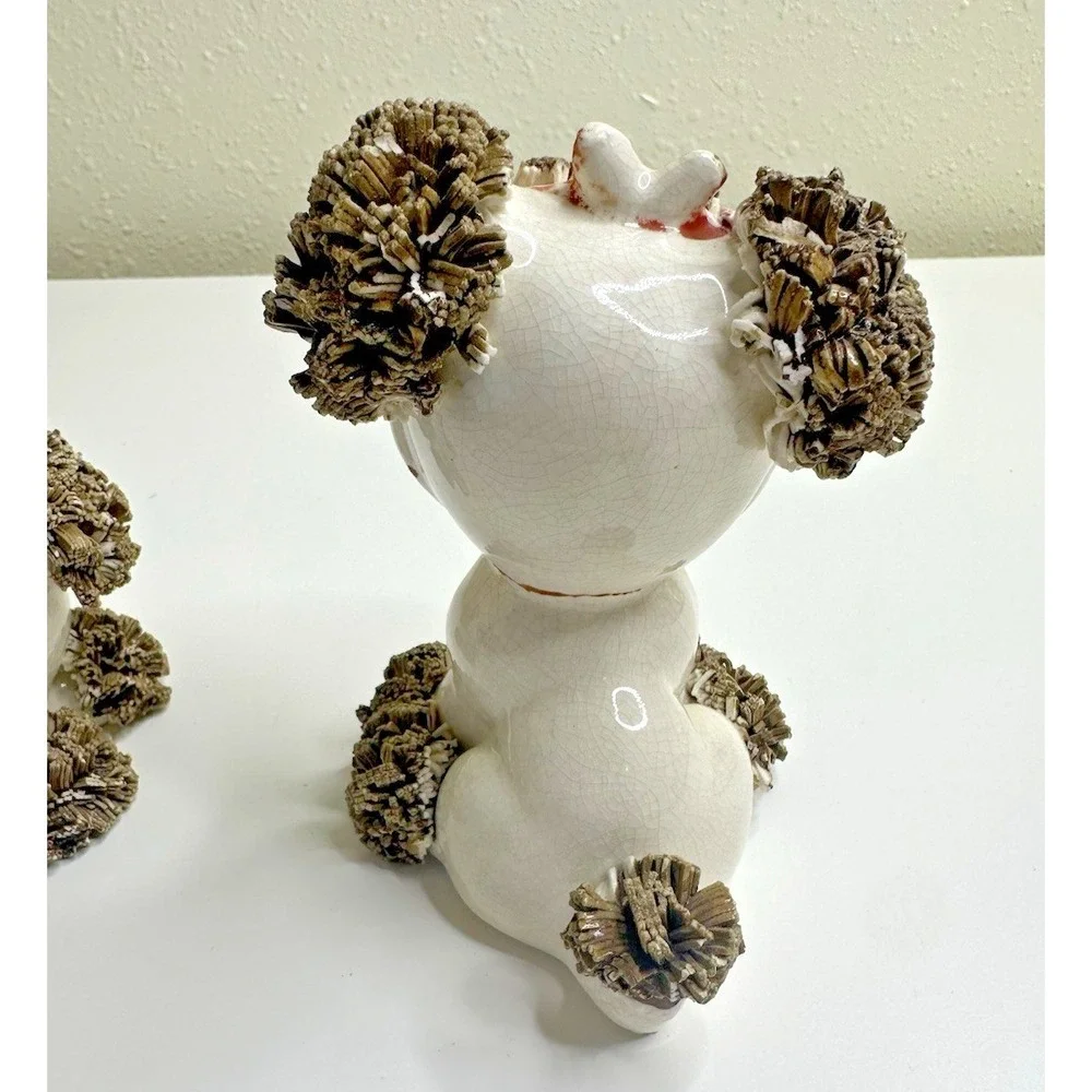 Lefton Spaghetti Ceramic Dog Vintage Set 2 Bee Toothache Boo Boo Tail Set 2